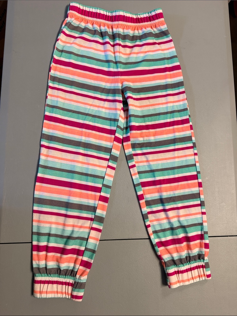 Cat & Jack Girls' Vibrant Striped Pajama Pants - Pink, Teal, Coral, Gray, White